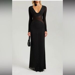 Chic Black Long Sleeve Evening Dress